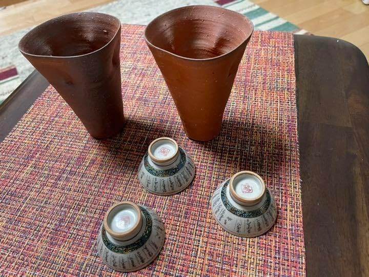 備前焼き　ビァグラス、お猪口 備前焼き ビァグラス、お猪口